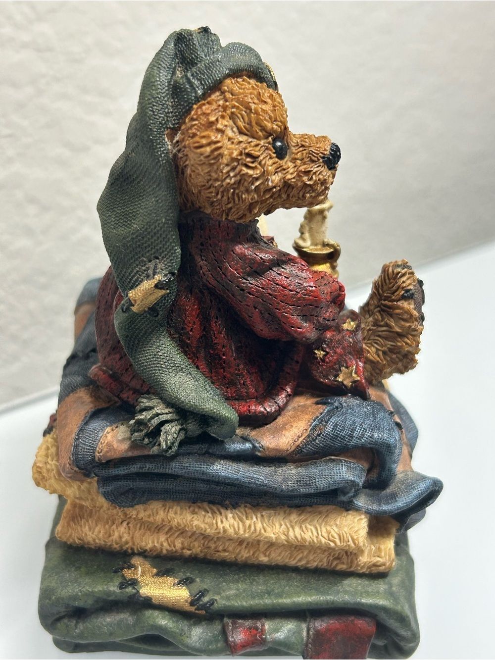 Boyds Bears Music Box Figurine Red Robed Bear Green Hat A Dream Is A Wish - Picture 5 of 7